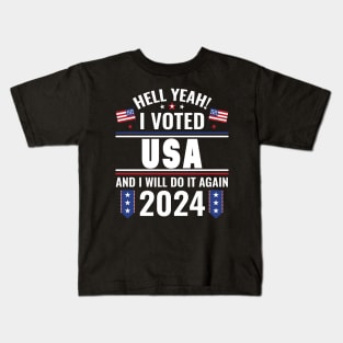 I Voted USA And I Will Do It Again 2024 Kids T-Shirt